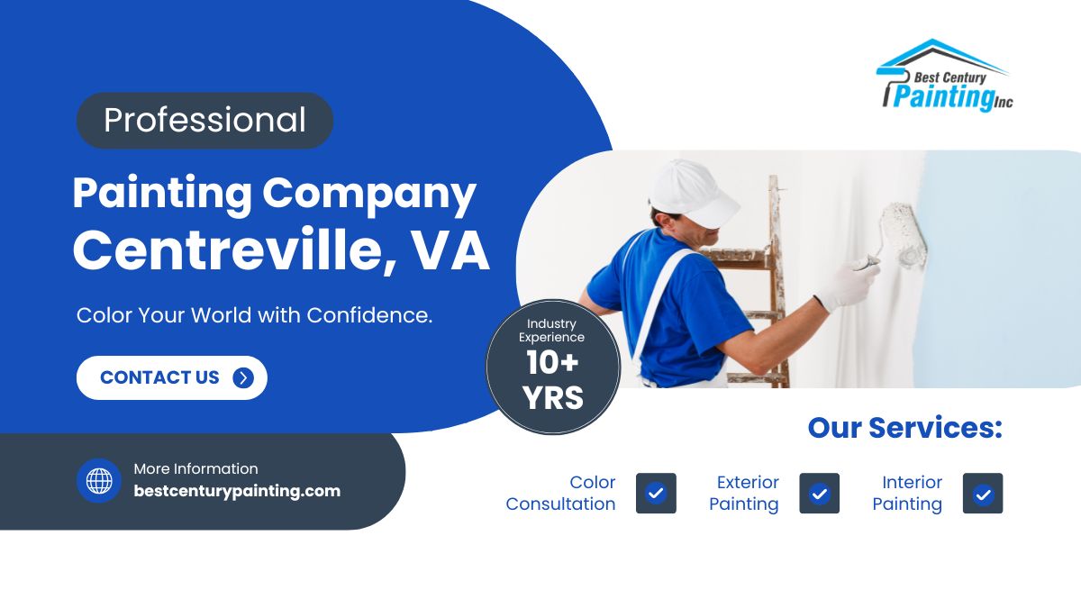 Painter applying Sherwin-Williams white paint to the living room wall in Centreville, VA